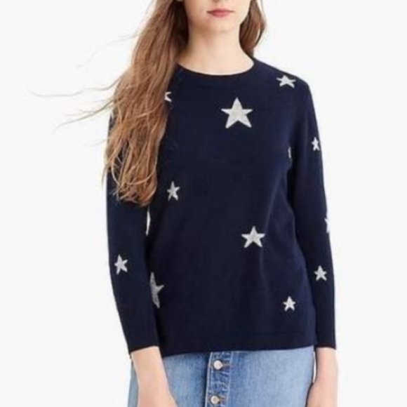 J. Crew Sweaters - J. Crew Cashmere Star Navy Pullover